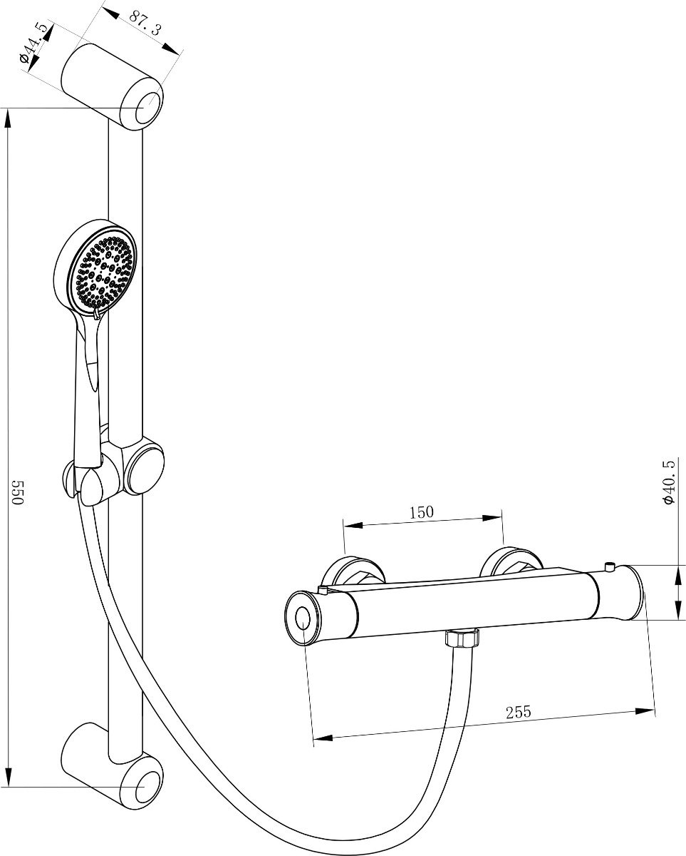 Abode Chrome Thermostatic Bar Valve Shower with Slide Rail Kit