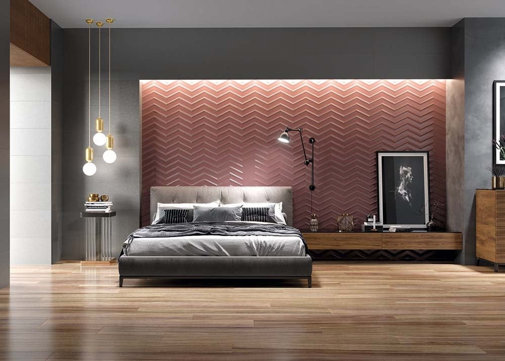 Lakehouse Copper Chevron Matt Ceramic Tile 1000x333mm