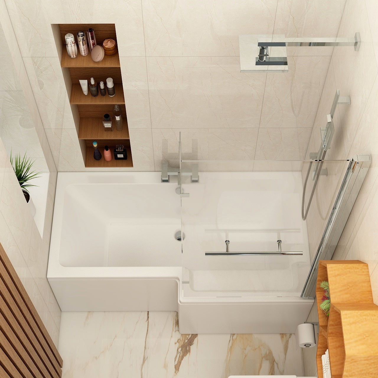 Imex Premiercast Multi layer Reinforced Quadro 1500 Right Hand Shower Bath