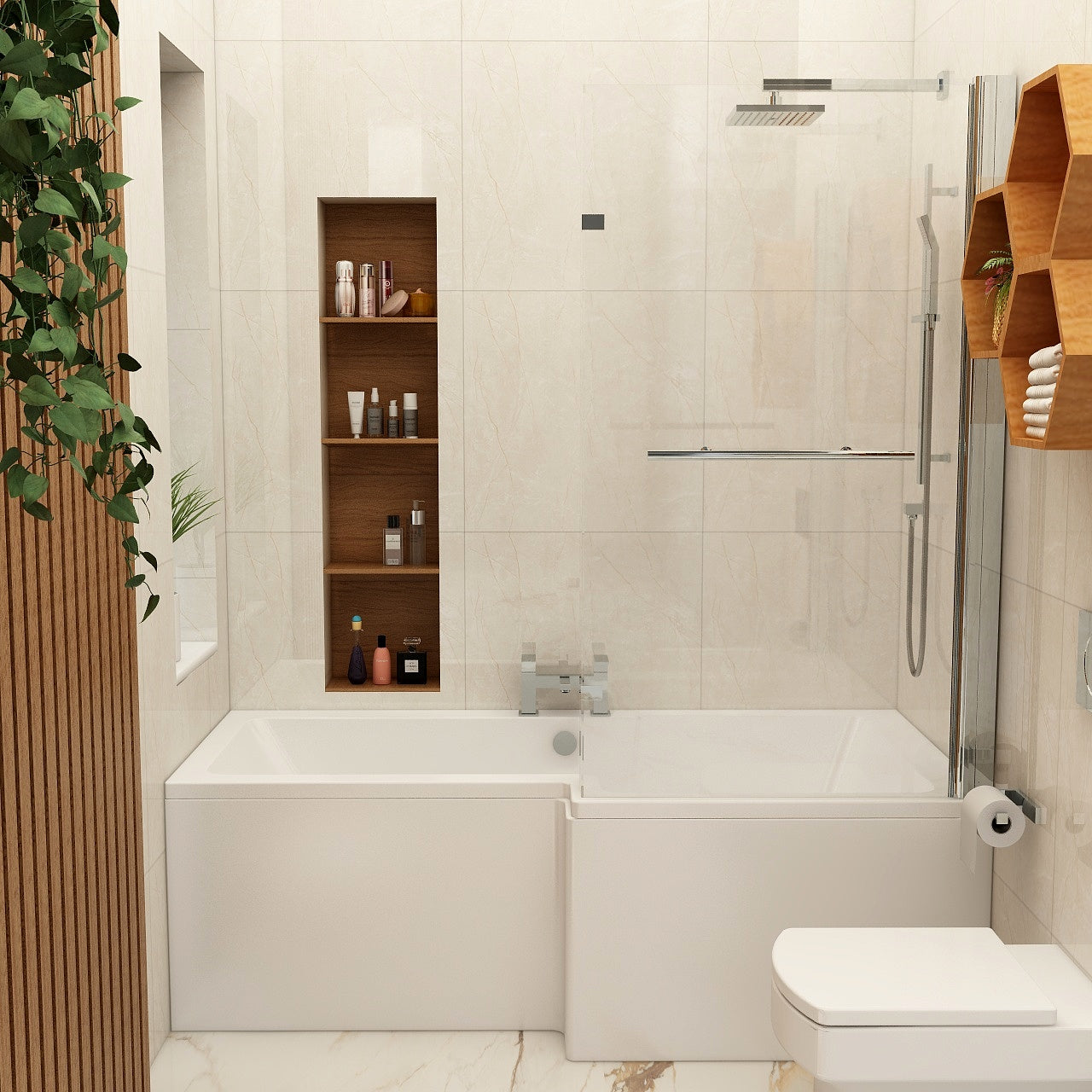 Imex Cast Reinforced Quadro 1700 Right Hand Shower Bath