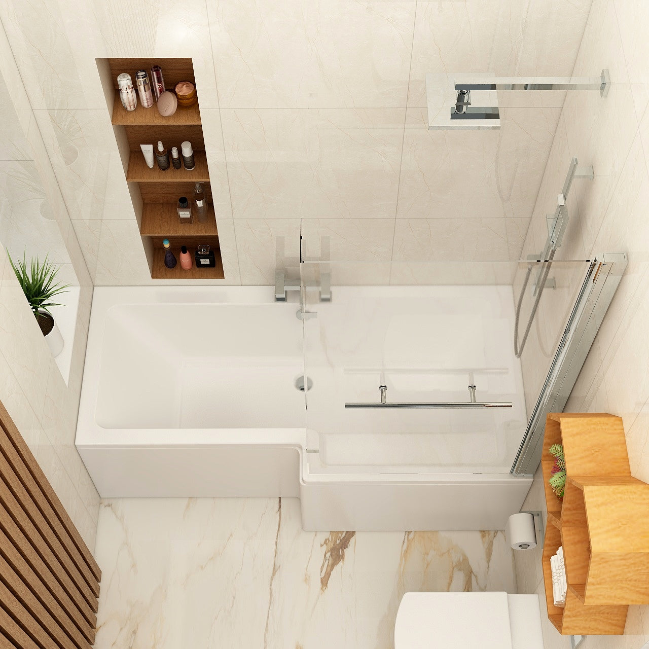 Imex Cast Reinforced Quadro 1700 Right Hand Shower Bath