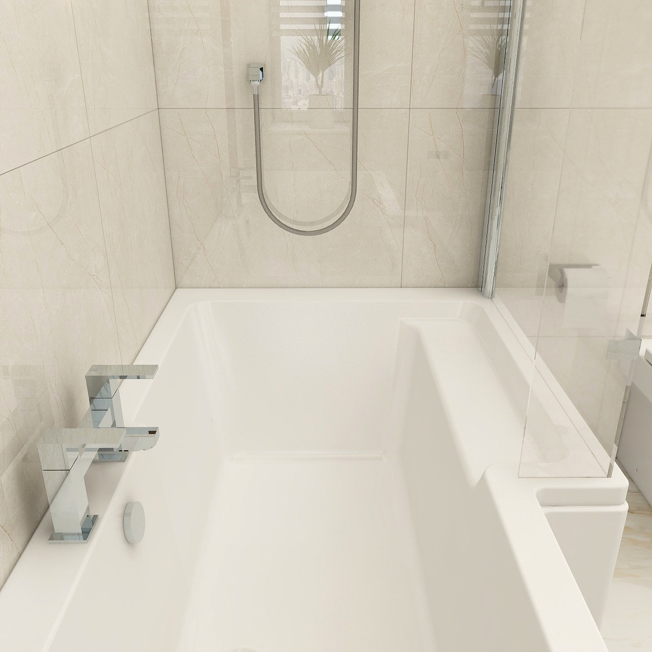 Imex Cast Reinforced Quadro 1700 Right Hand Shower Bath
