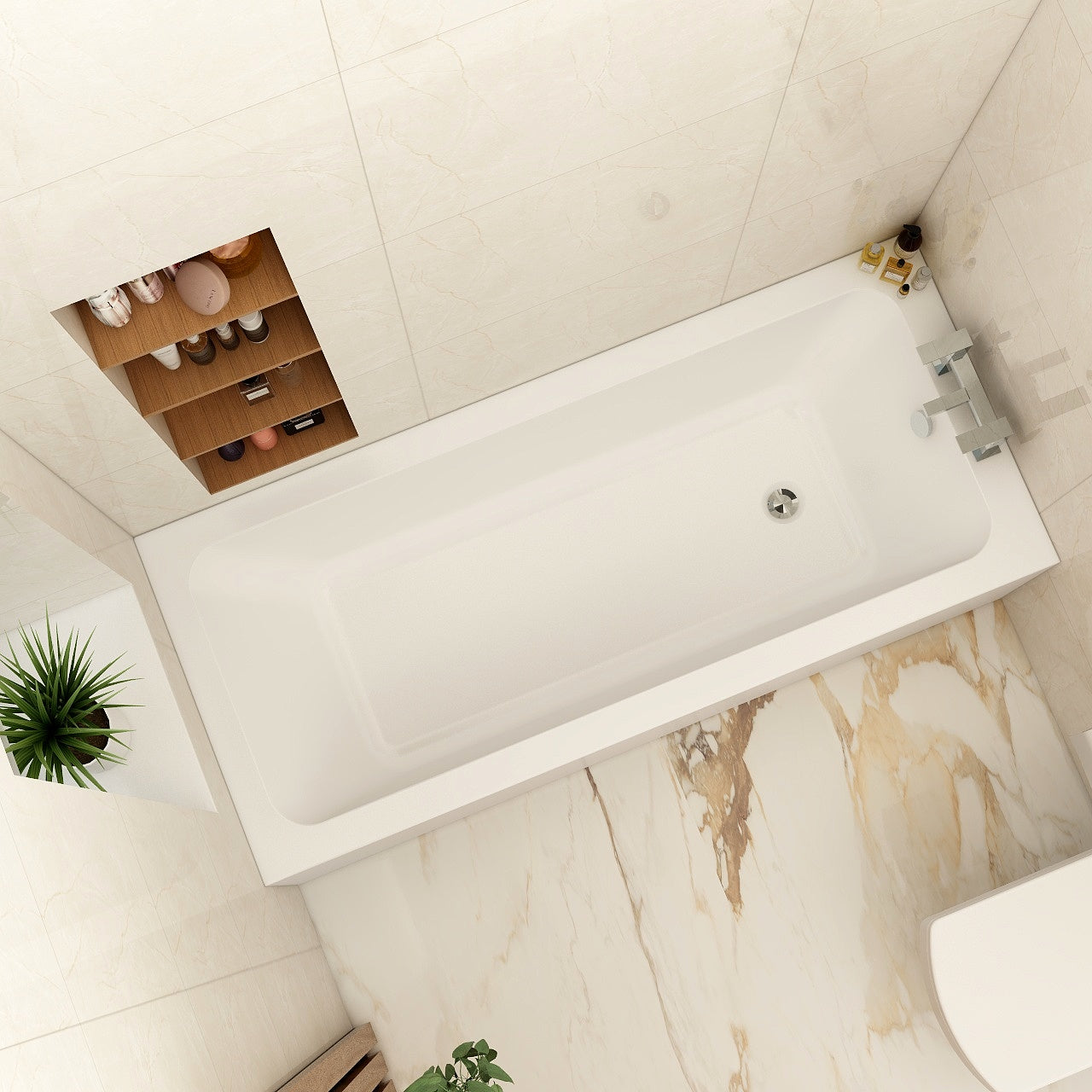 Imex Cast Reinforced Quadro 1600×700 Single Ended Bath