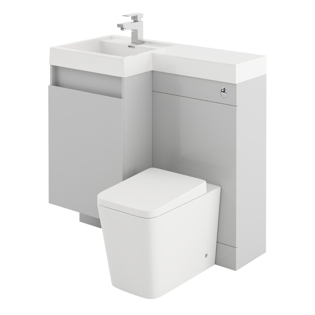 Summers Gloss Light Grey Left Hand Combination Vanity Basin and WC Unit 900mm