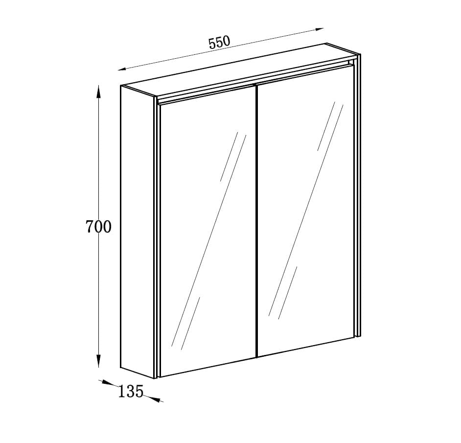 Newbury French Grey LED Mirrored Wall Cabinet 550mm