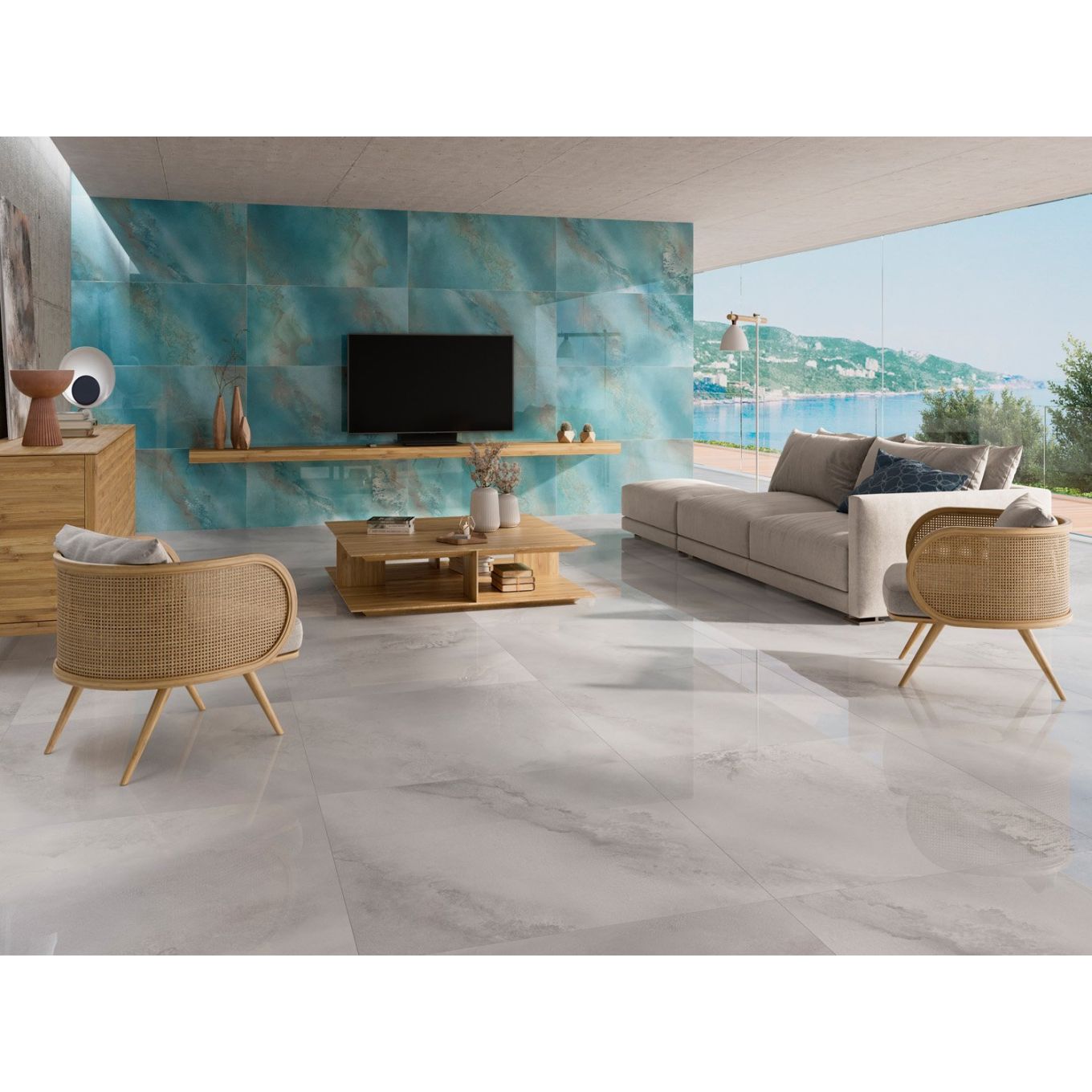 Saigon Aqua Polished Porcelain Tile 1200x600mm
