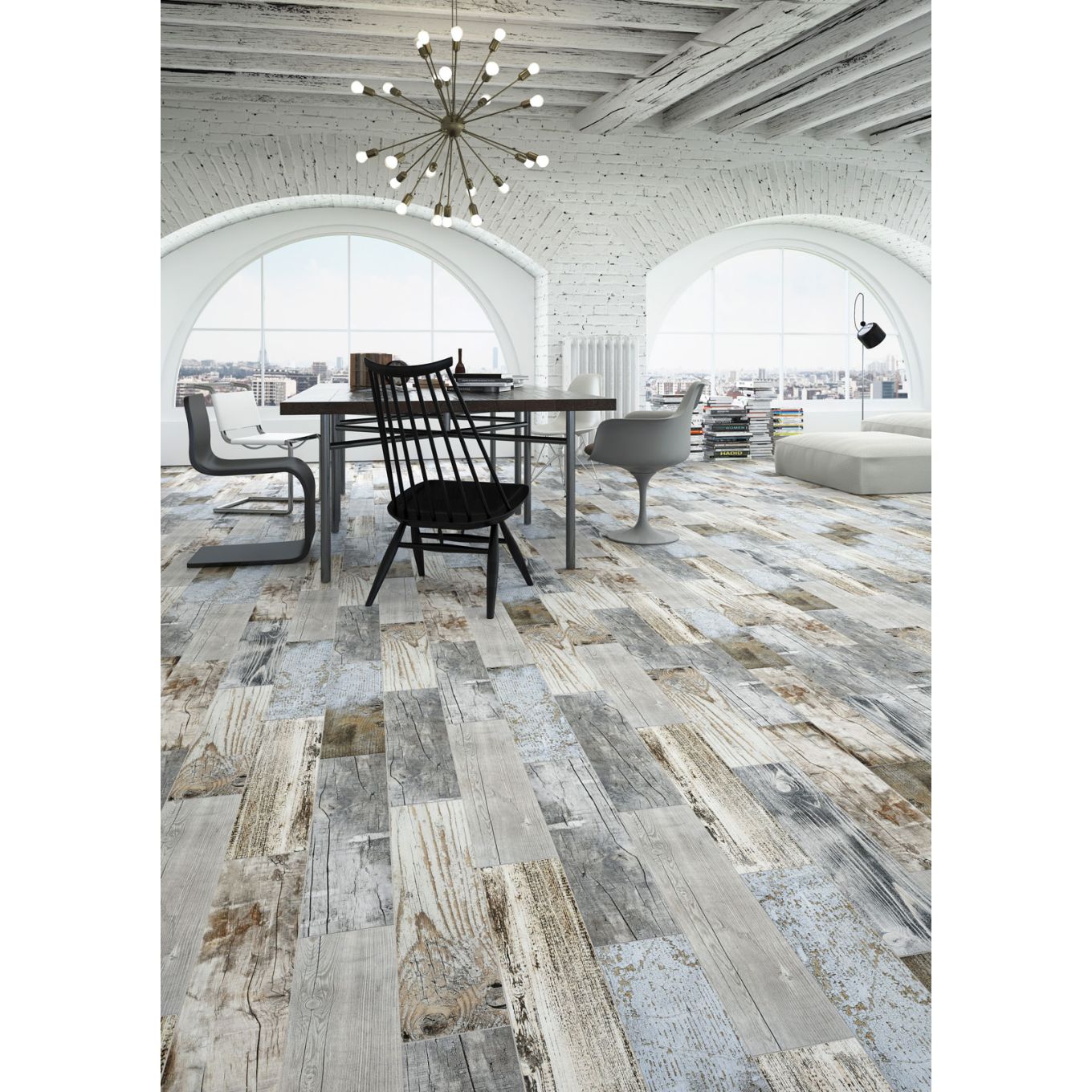 Vinci Blue Mixed Wood Effect Porcelain Tile 150x600mm
