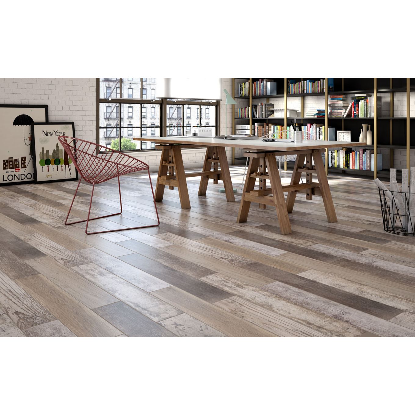 Sabre Alpine Mixed Wood Effect Matt Porcelain Tiles 150x900mm