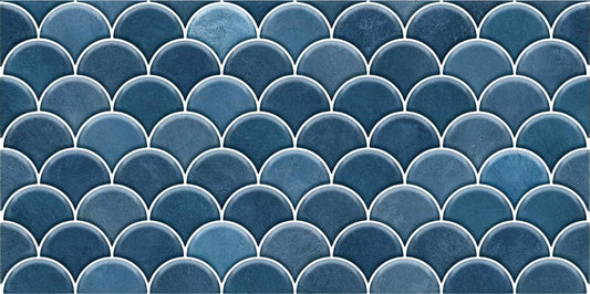 Atlantis Dark Blue Gloss Decor Ceramic Tile 600x300mm
