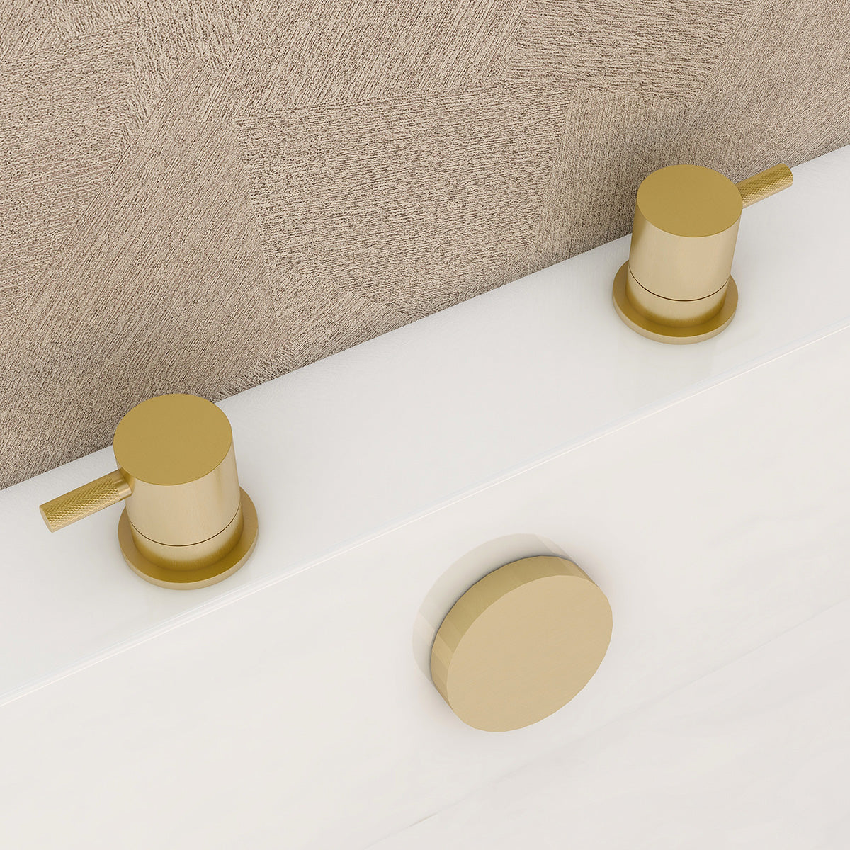 Ravine deck mounted cold/hot shut off valve in Brushed Brass