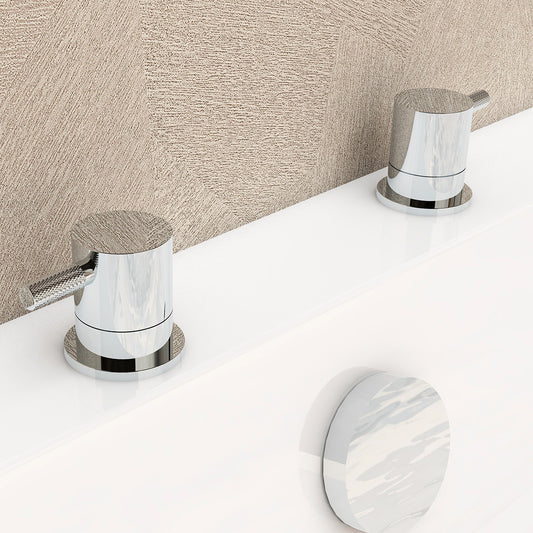 Ravine deck mounted cold/hot shut off valve in Chrome