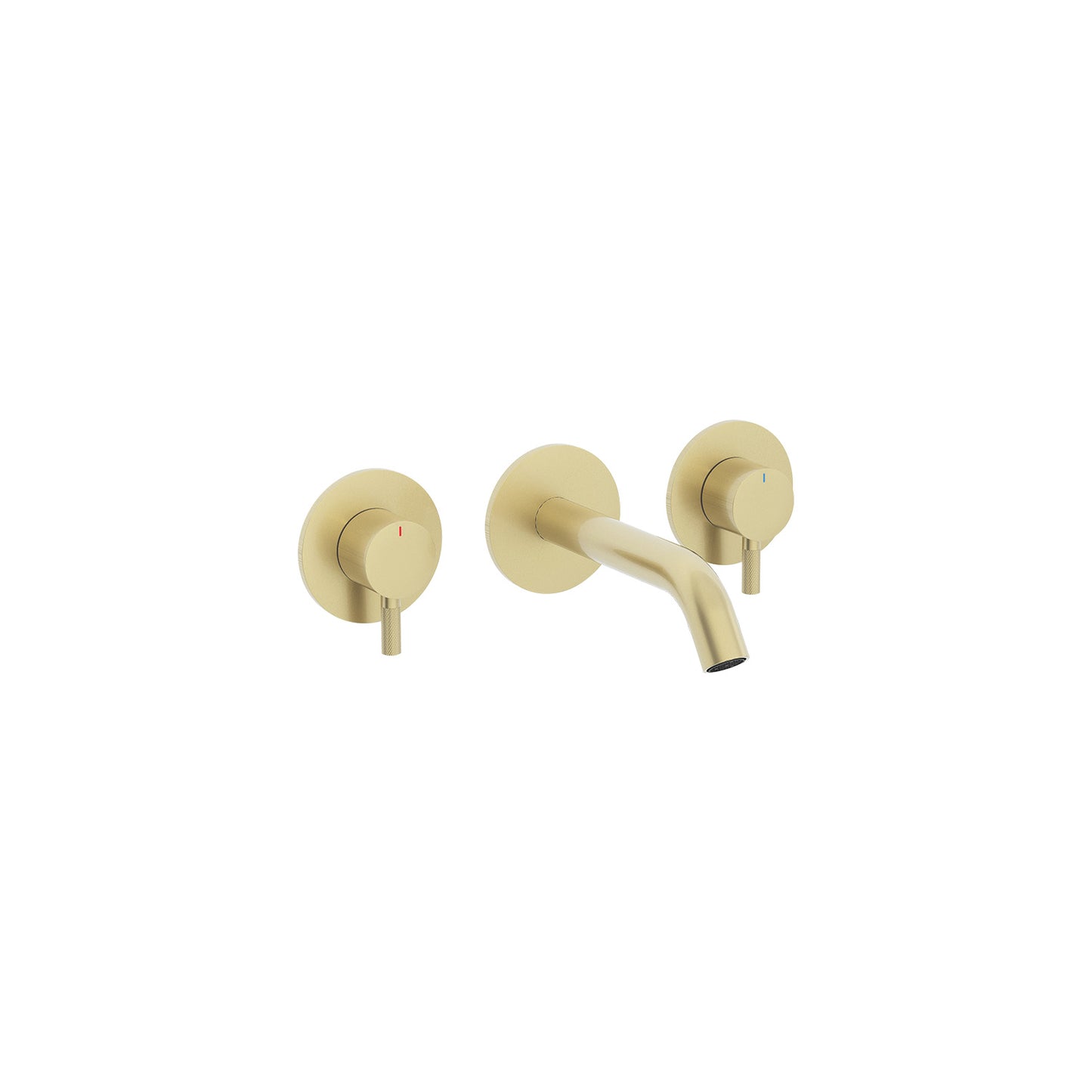 Three hole wall mounted bath filler in brushed brass