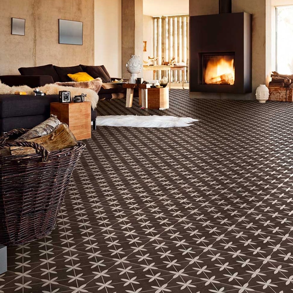 Potton Black Pattern Ceramic Tile 450x450mm