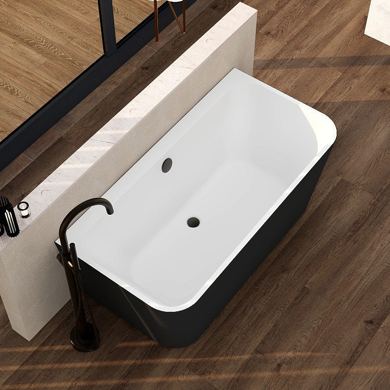 Ravine 1500mm fully reinforced back to wall freestanding bath with matt black exterior