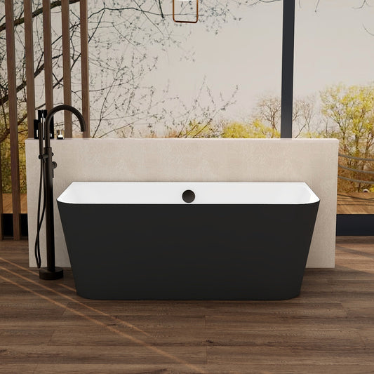 Ravine 1500mm fully reinforced back to wall freestanding bath with matt black exterior