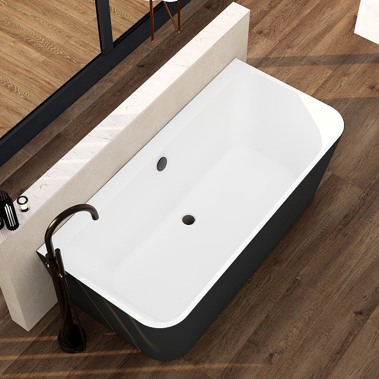 Ravine 1700mm fully reinforced back to wall freestanding bath with matt black exterior