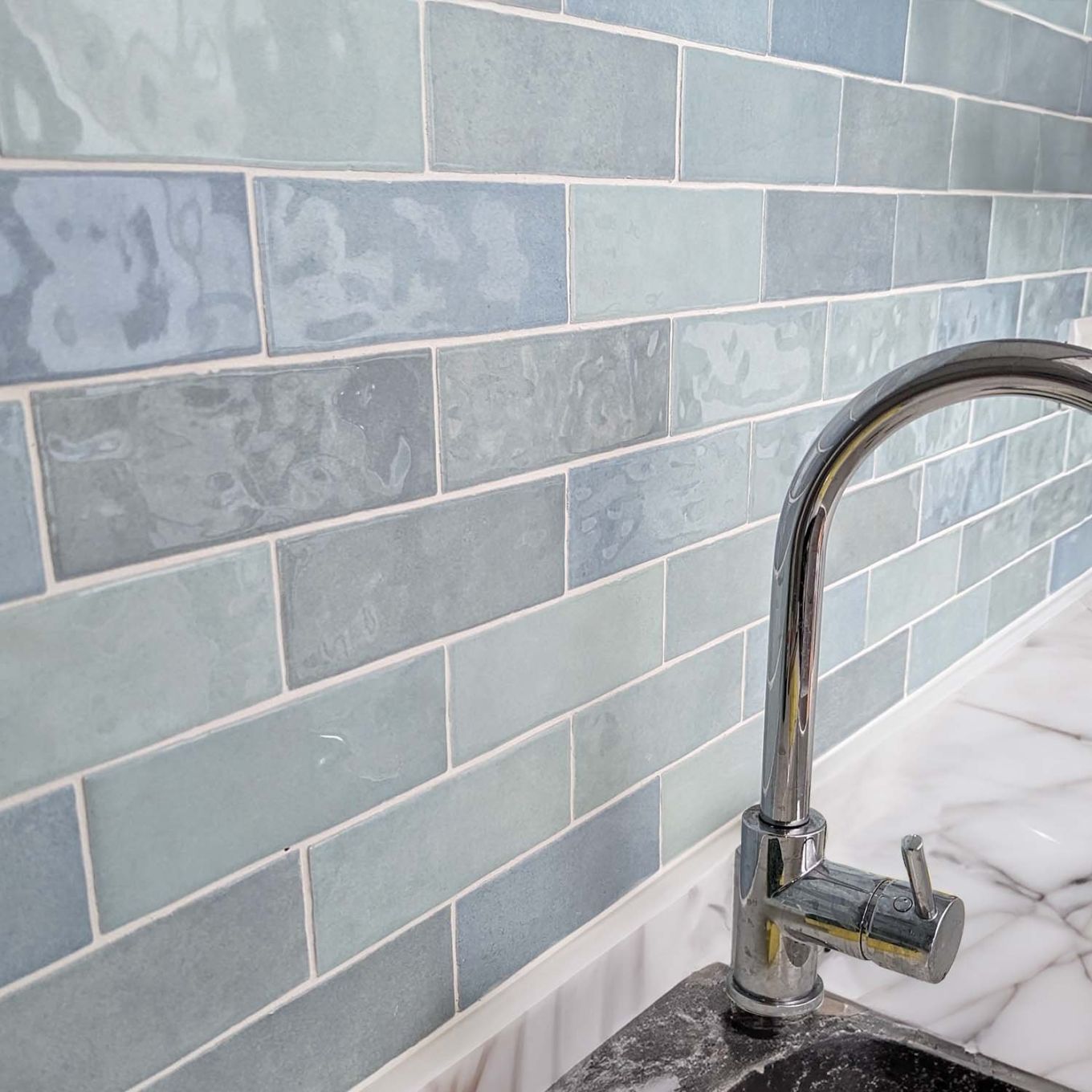Napoli Cielo Gloss Porcelain Brick Tile 200x65mm