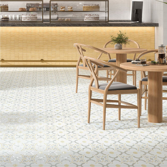 Lira Yellow Flower Matt Porcelain Tile 223x223mm