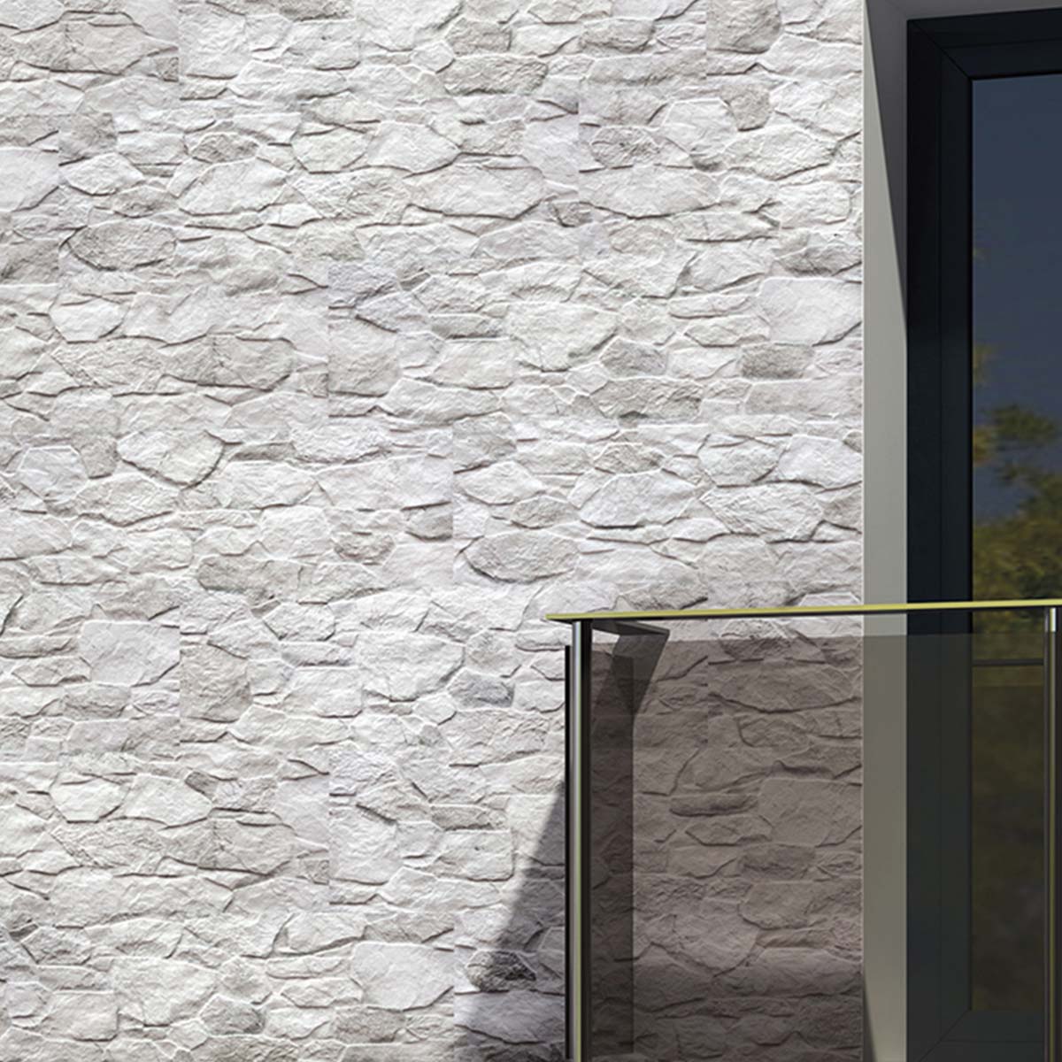 Topeka White Stone Wall Porcelain Tile 320x890mm