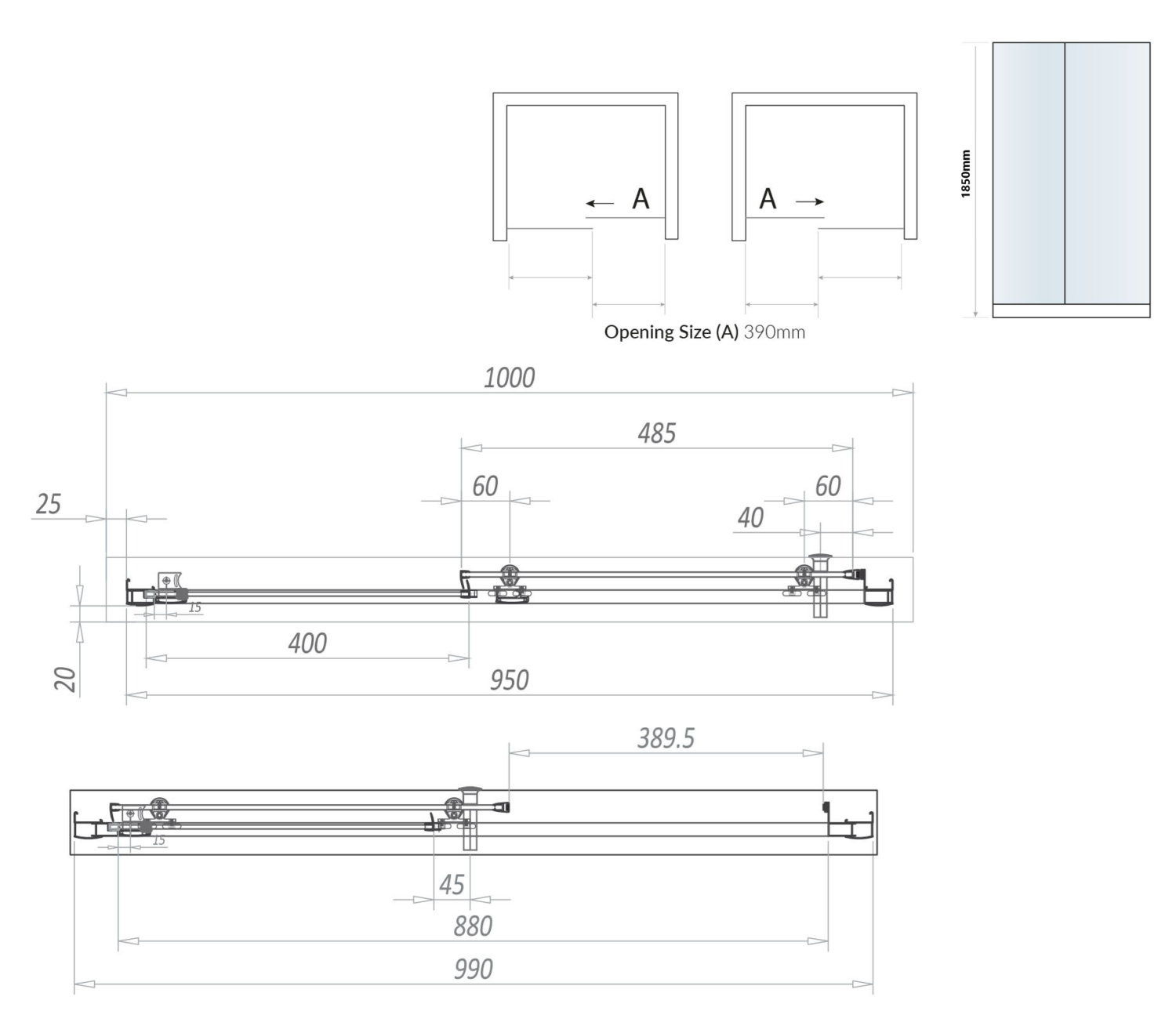 S6 Black Sliding Door 1000