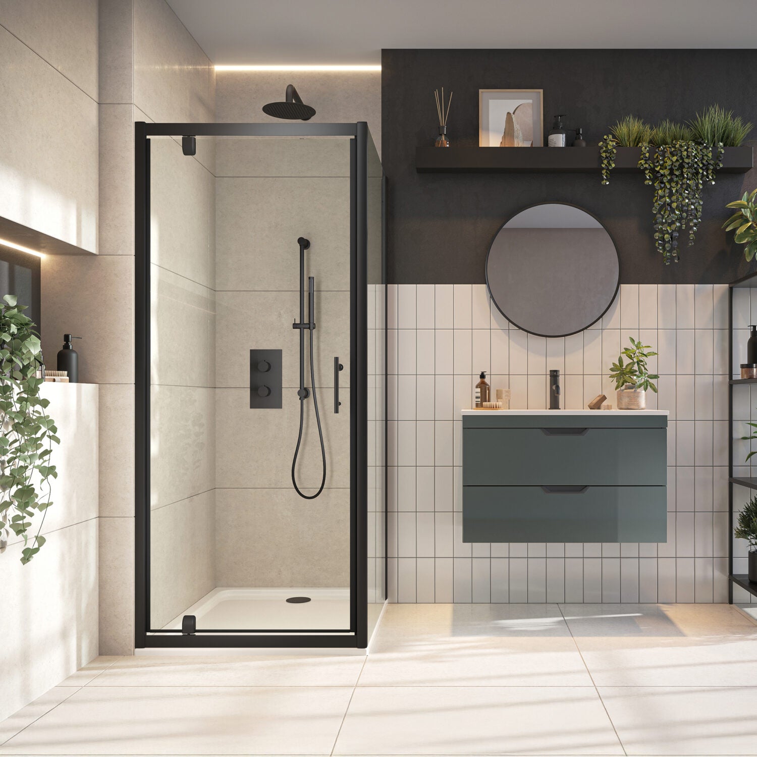 S6 Black Pivot Door 800