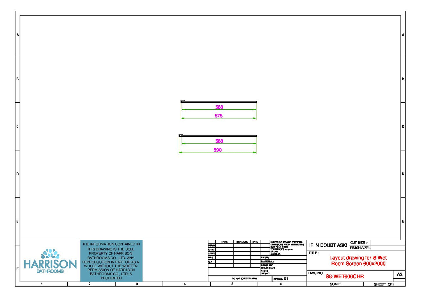 S8 Wetroom Panel 600