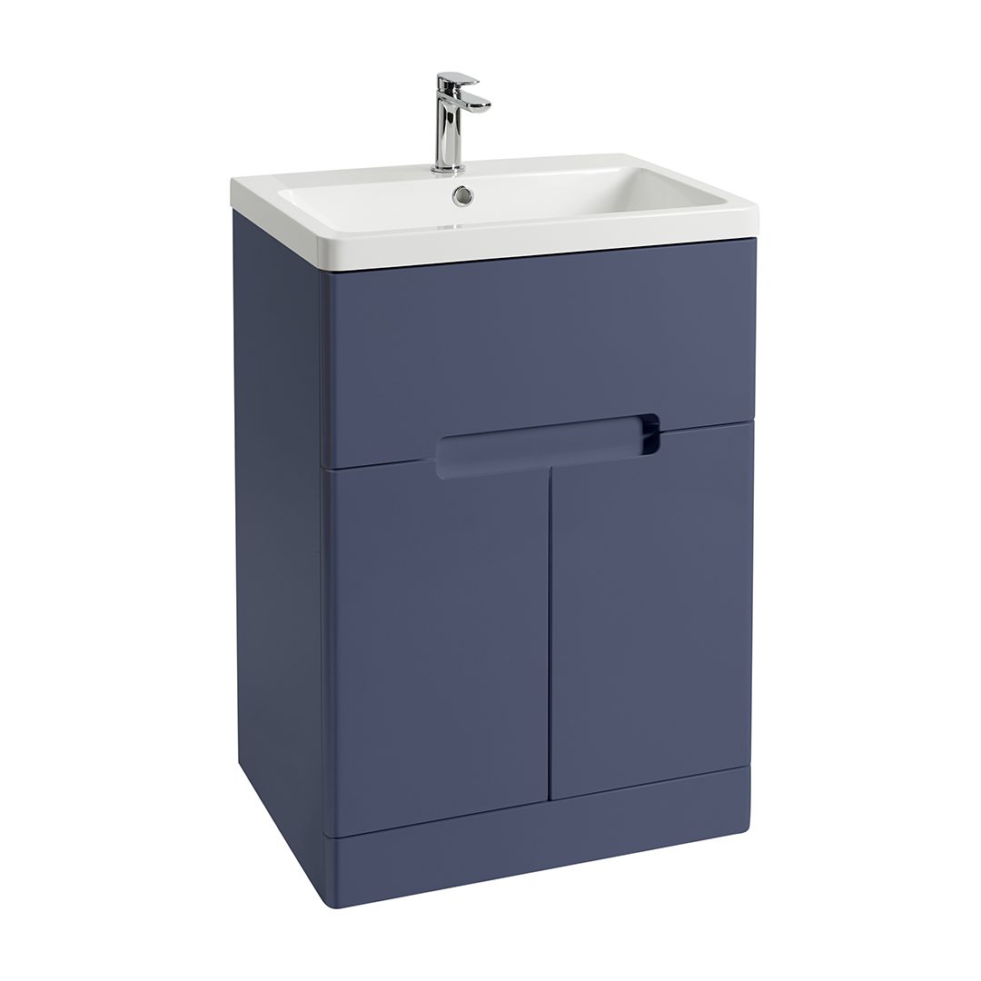 Elegant Haven Selkirk 600 Loch Blue Floor Standing 1 Drawer 2 Door Unit And Basin 53803-53100/5