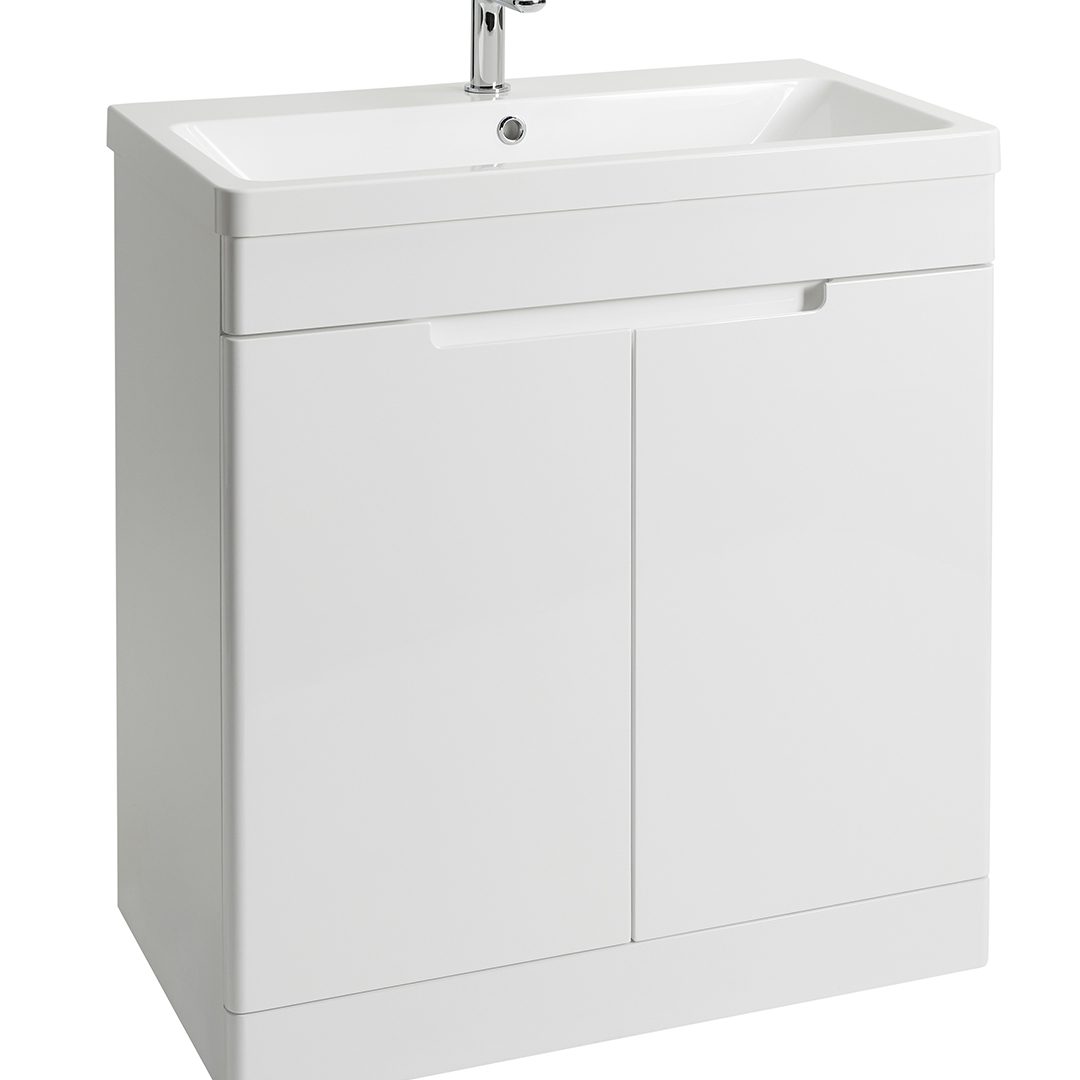 Elegant Haven Selkirk 800 Gloss White Floor Standing 2 Door Unit And Basin 54001-