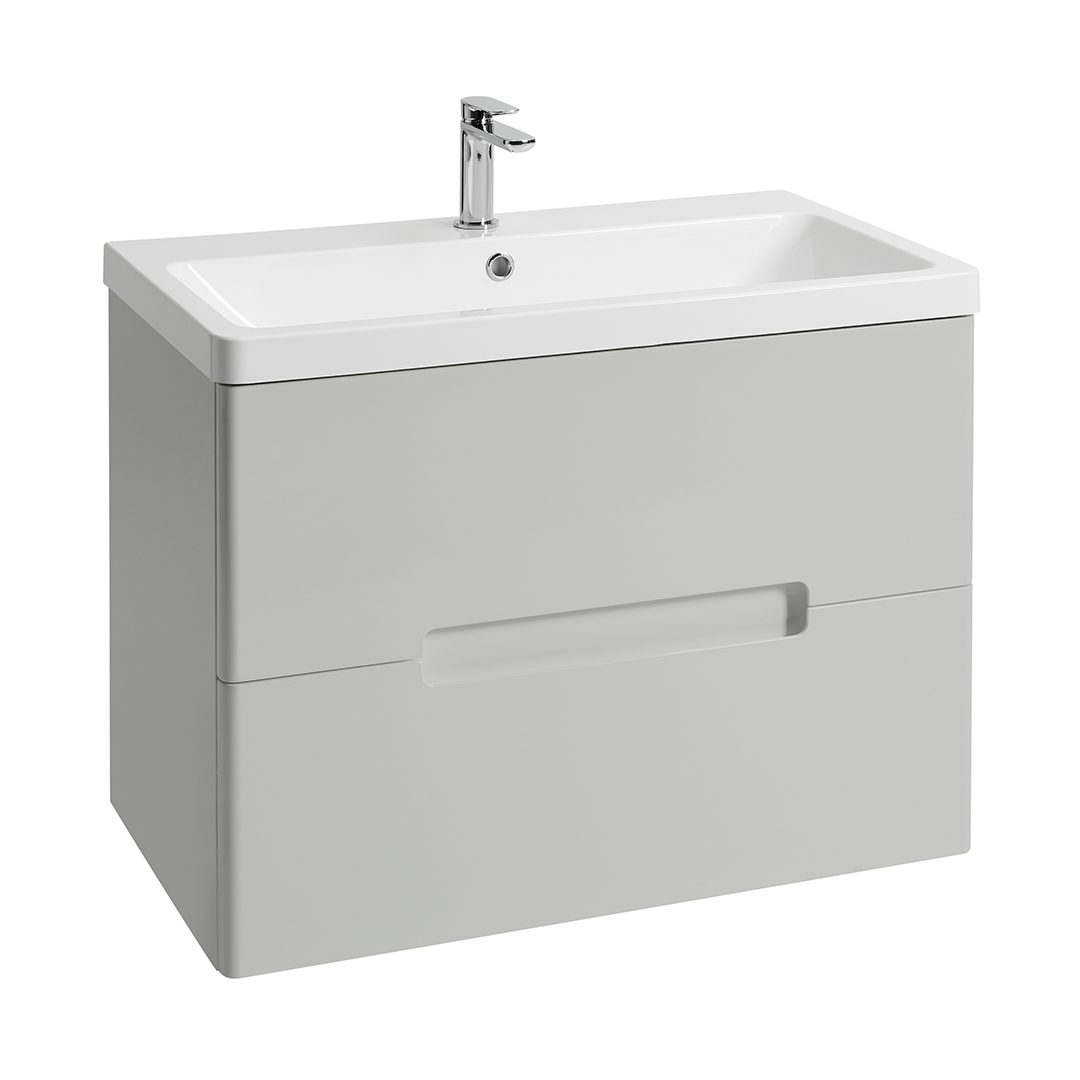 Elegant Haven Selkirk 800 Matt Grey Wall Mounted 2 Drawer Unit And Basin 54207-