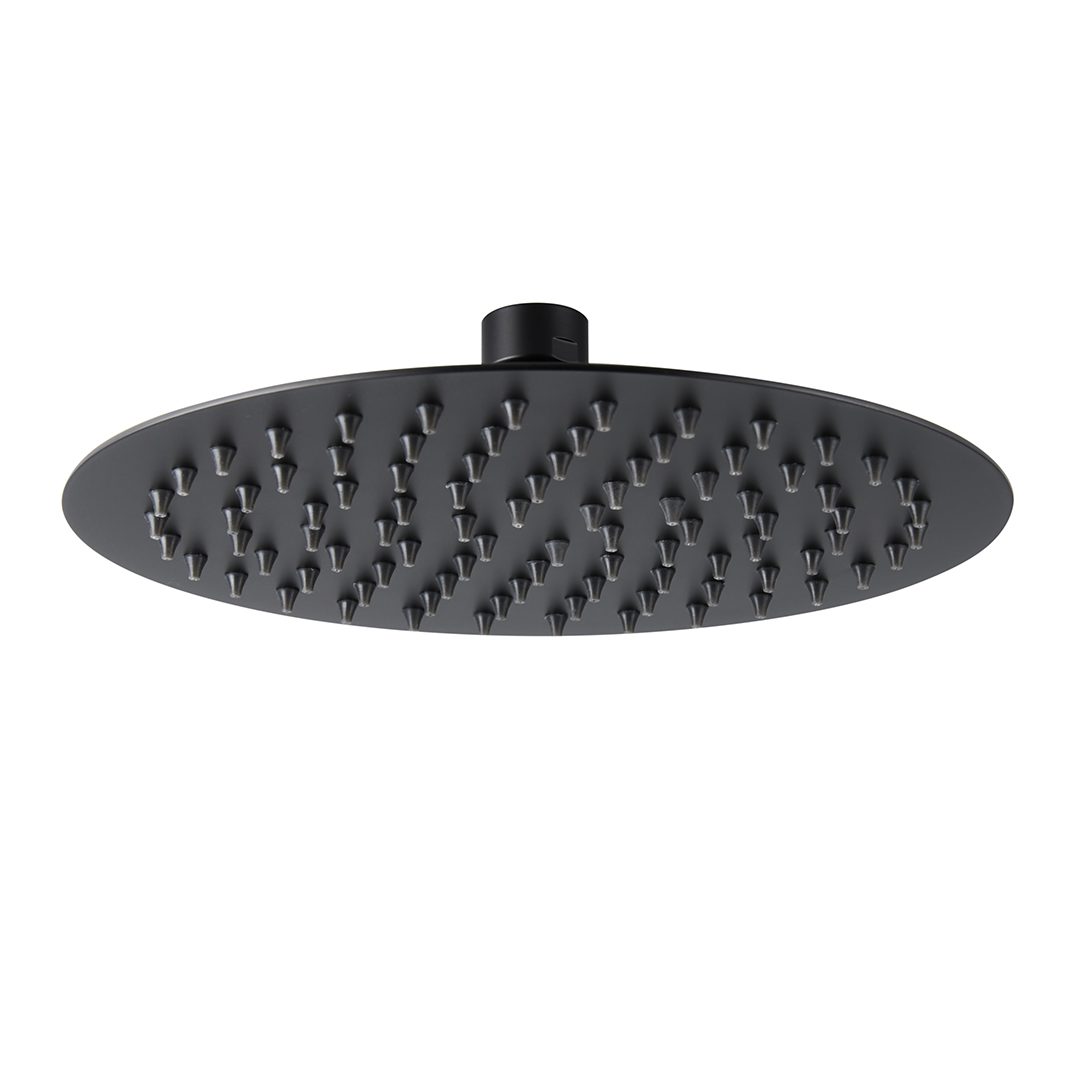 Elegant Haven 200 Round Matt Black Rainfall Slim Shower Head S