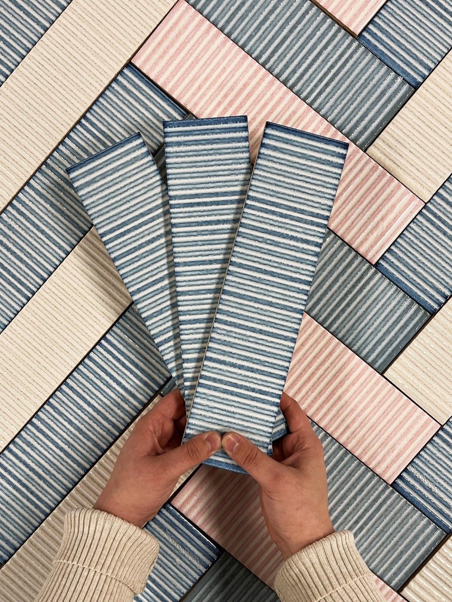 Canillo Blue Gloss Ceramic Brick Tile 300x75mm