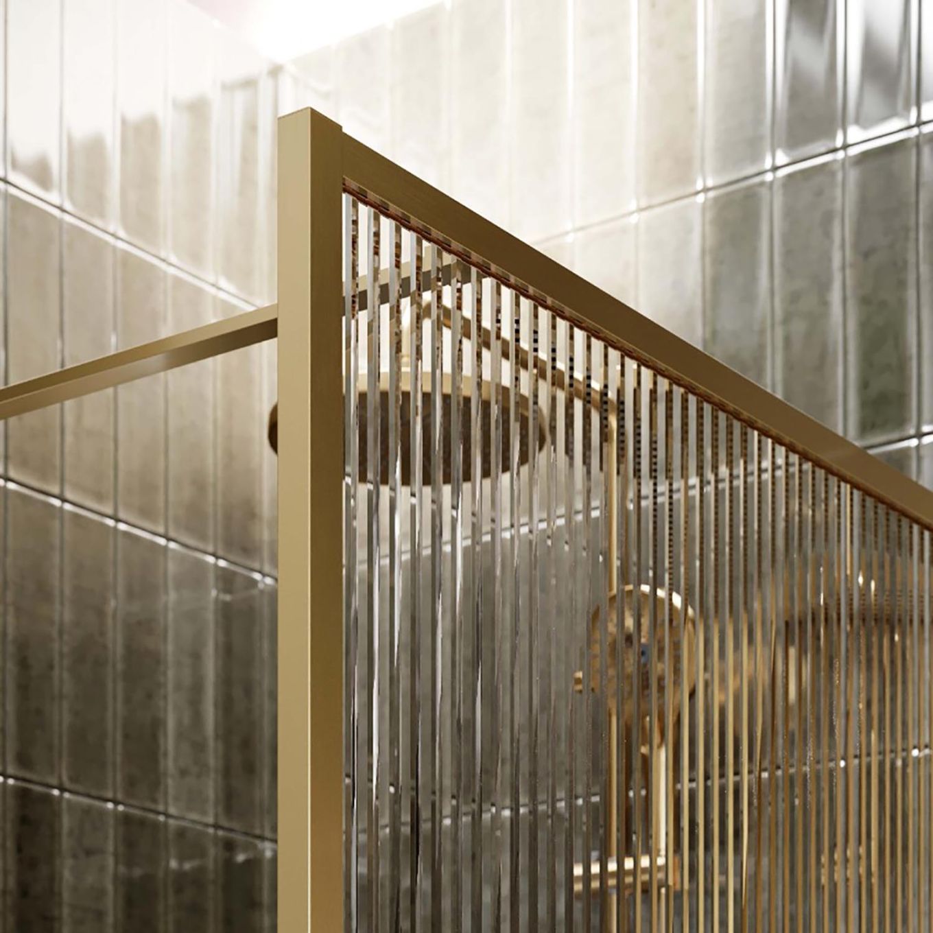 Amien Brushed Gold Shower Screen Straight Support Bar 1200mm