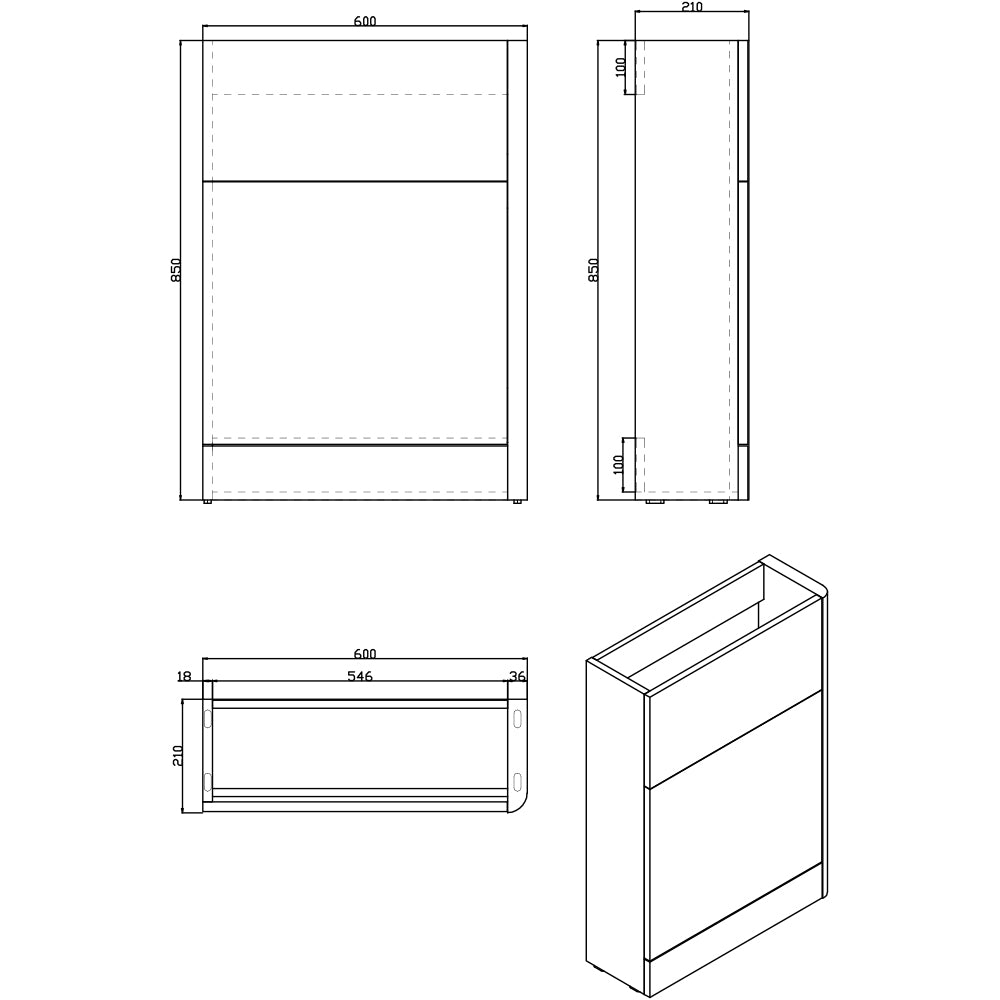 IMEX 1100mm Suburb Left Hand Two Door Floor Mounted Combination Units
