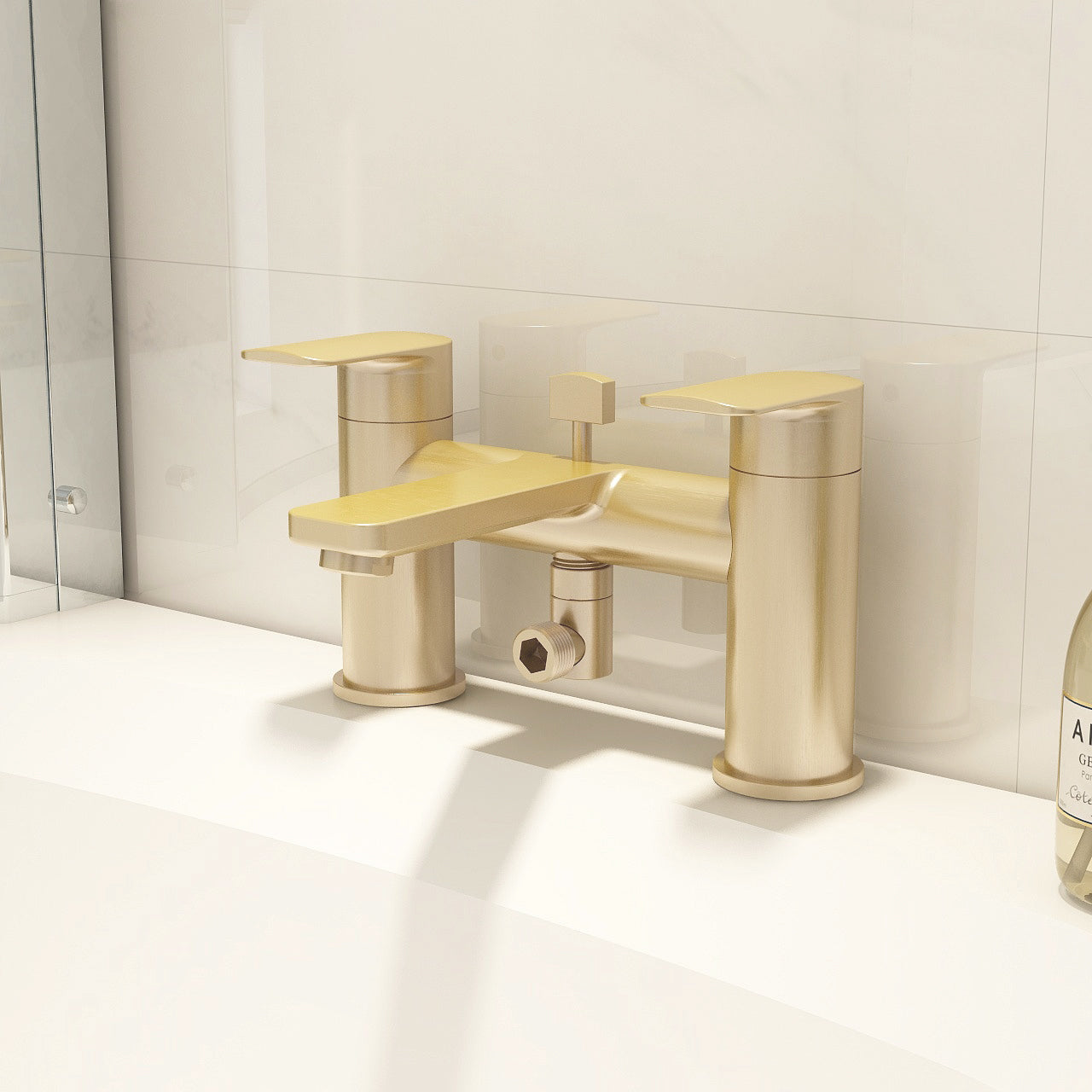 Suburb bath shower mixer in Brushed Brass with kit (Incl hose, handset and wall bracket)