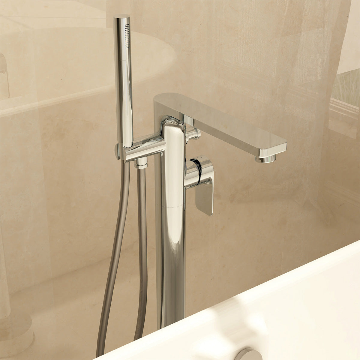 Suburb floor mounted Bath shower mixer incl hose handset