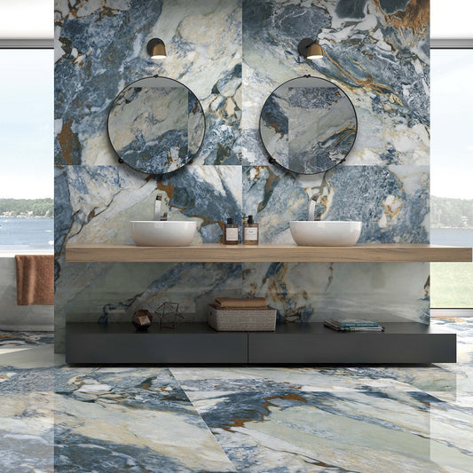 Hansell Blue Super Polished Porcelain Tile 1200x600mm