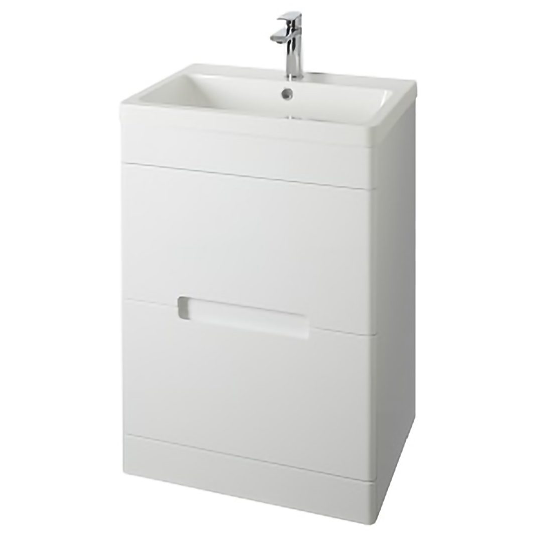 Elegant Haven Selkirk 600 Gloss White Floor Standing 2 Drawer Unit And Basin 53501-53100/5