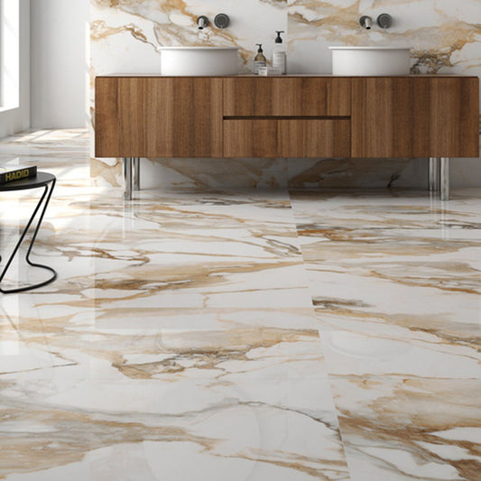 Charlie Beige Marble Gloss Porcelain Tile 600x600mm