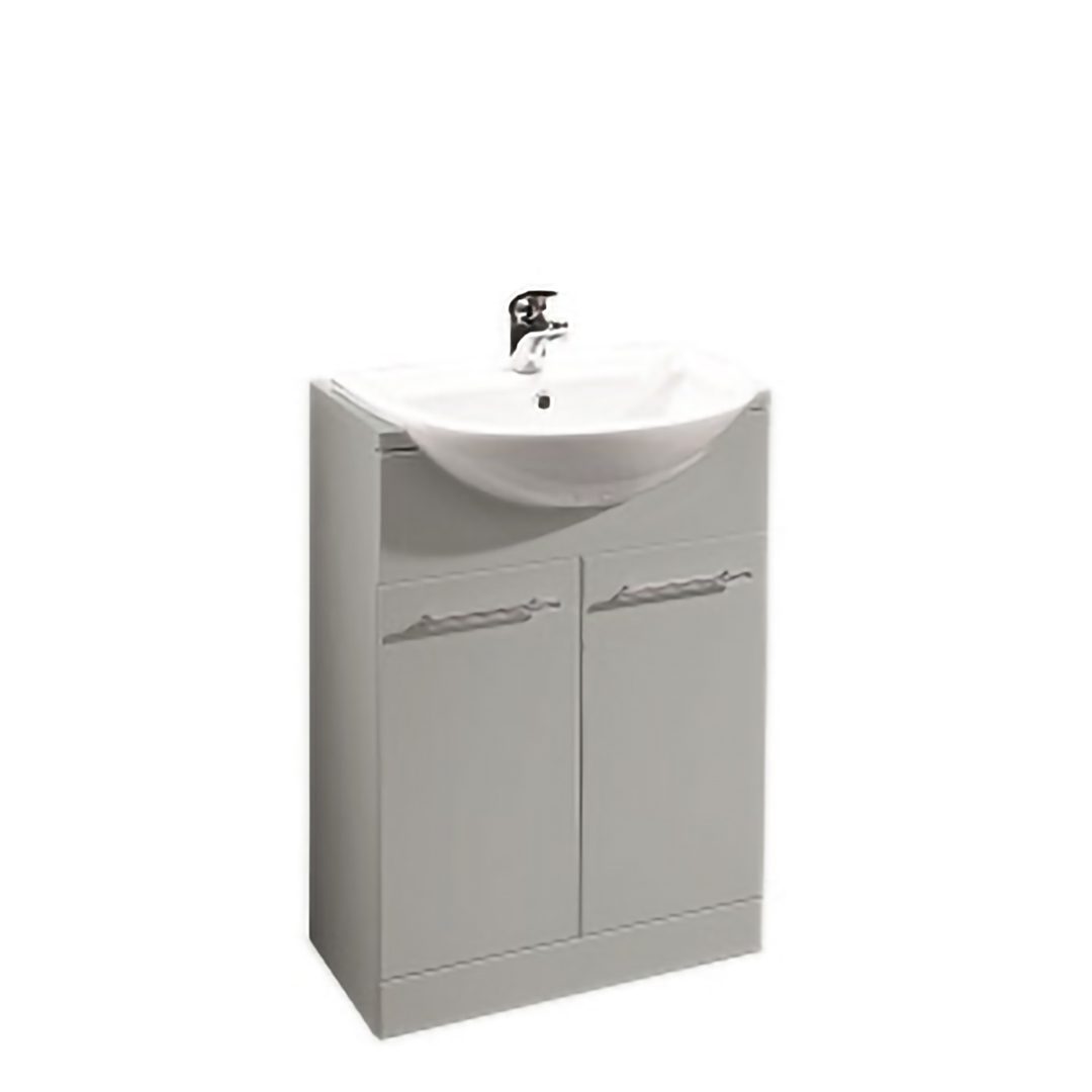 Elegant Haven Skara 600 Gloss Grey Floor Standing Basin Unit And Semi Recessed Basin 29207-