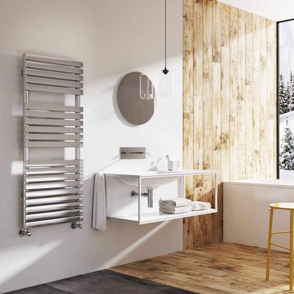 Hambrook Chrome Heated Towel Rail 1200x500mm