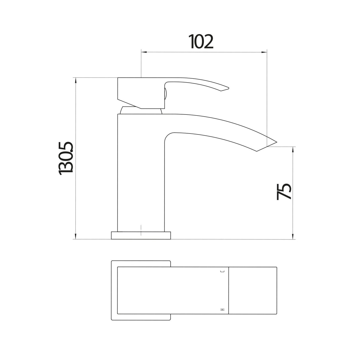 Descent Mini Mono Basin Mixer with Push Waste