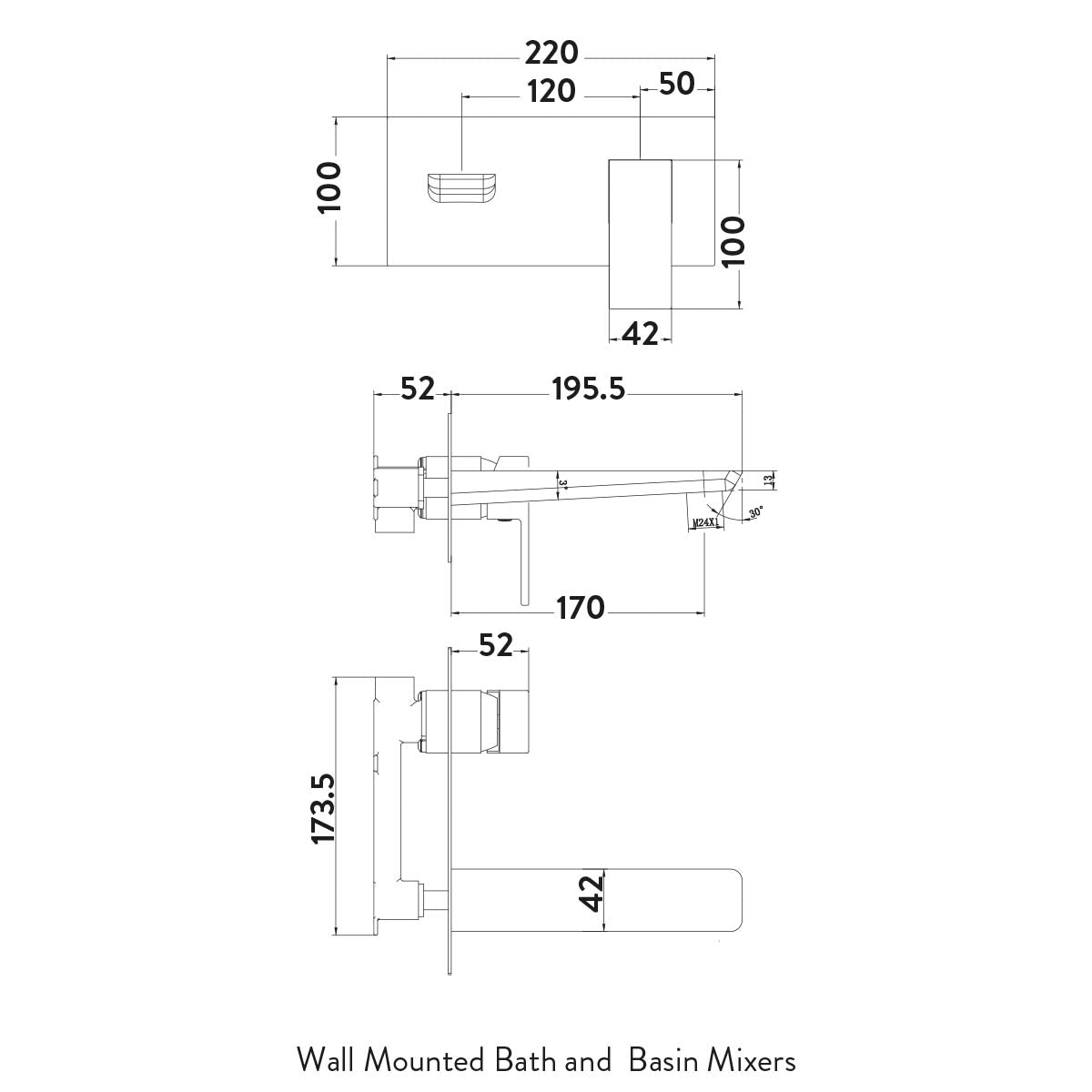 Muro Wall Mounted Basin Mixer
