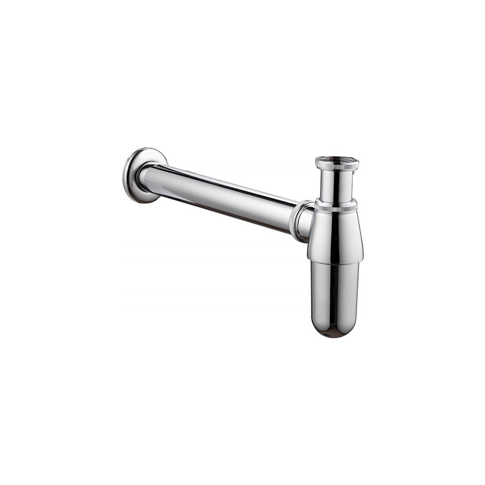 Traditional 1 1/4" chrome bottle trap and pipe