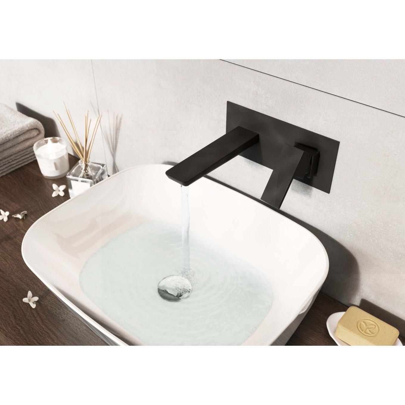 Zena Matt Black Wall Mounted Basin Mixer Tap