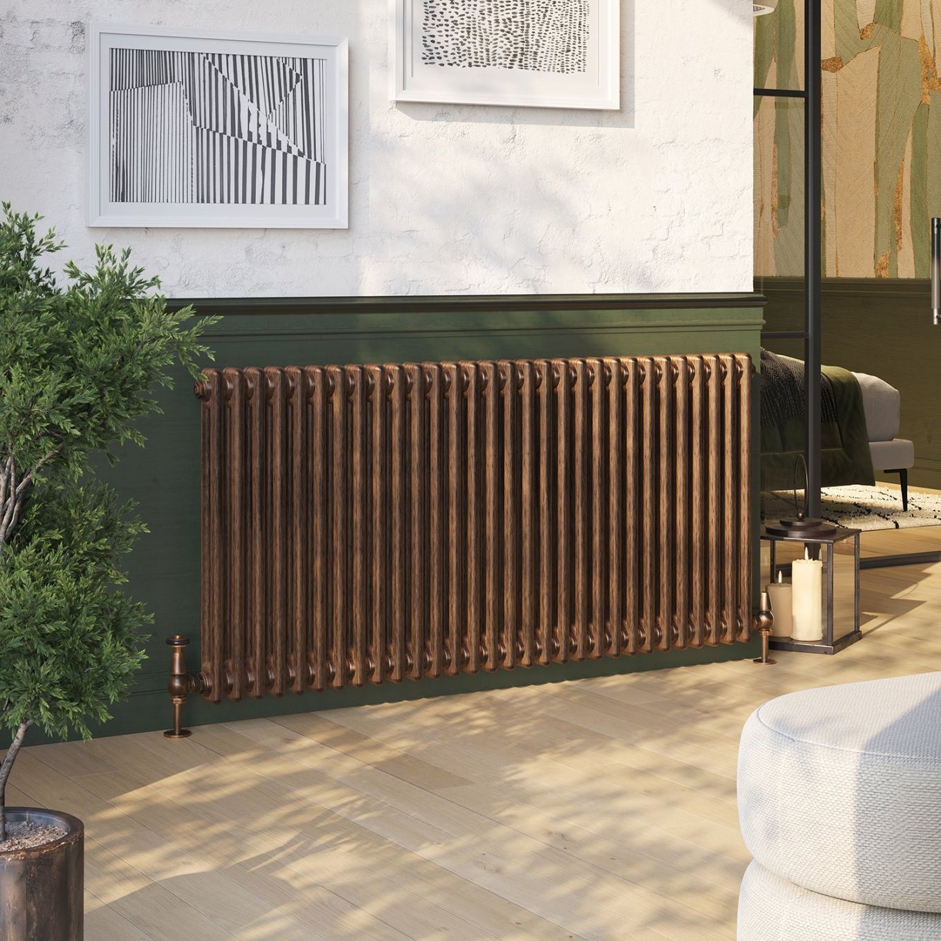 Clement Antique Copper Double Horizontal Column Radiator 600x1370mm