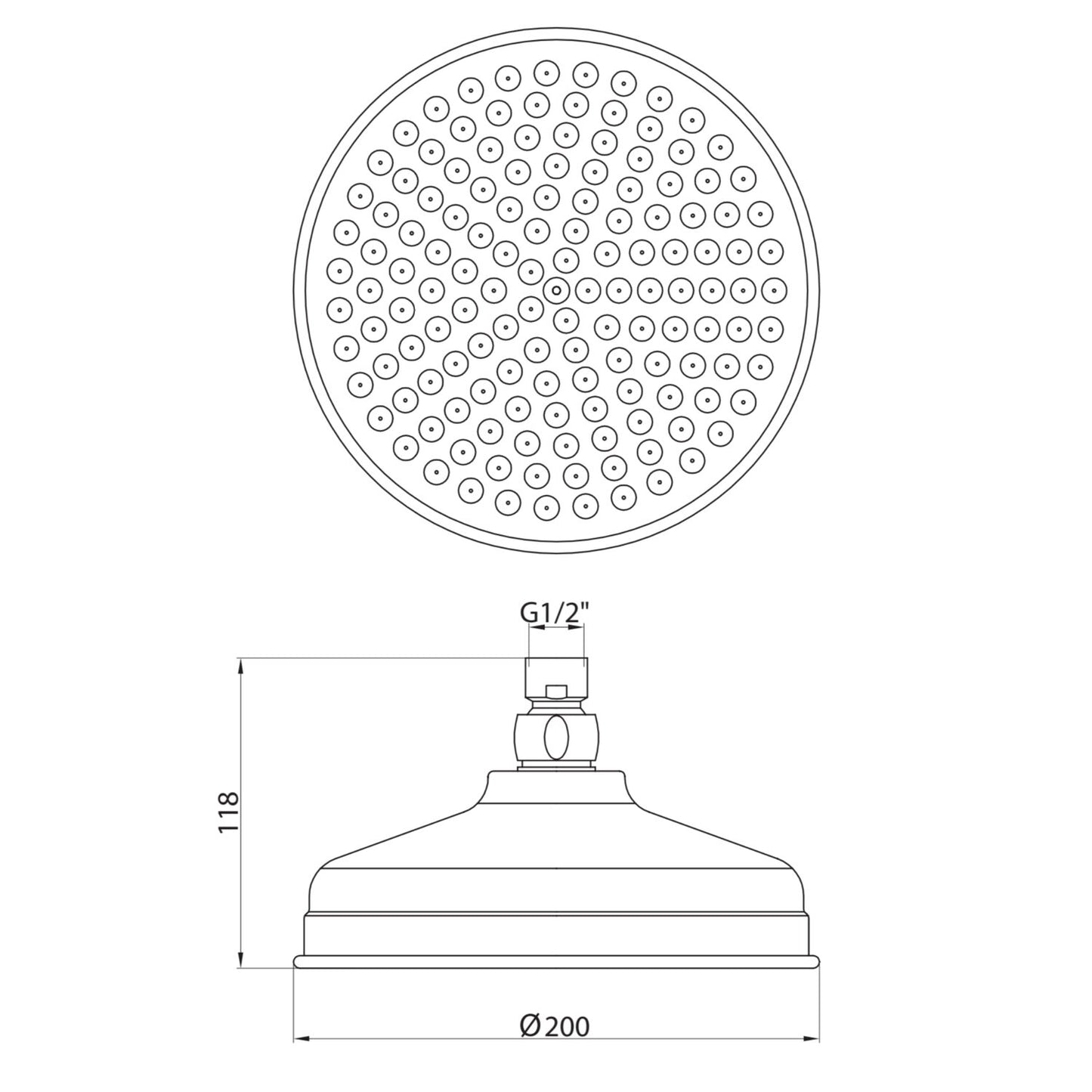 Traditional Shower Head 200mm