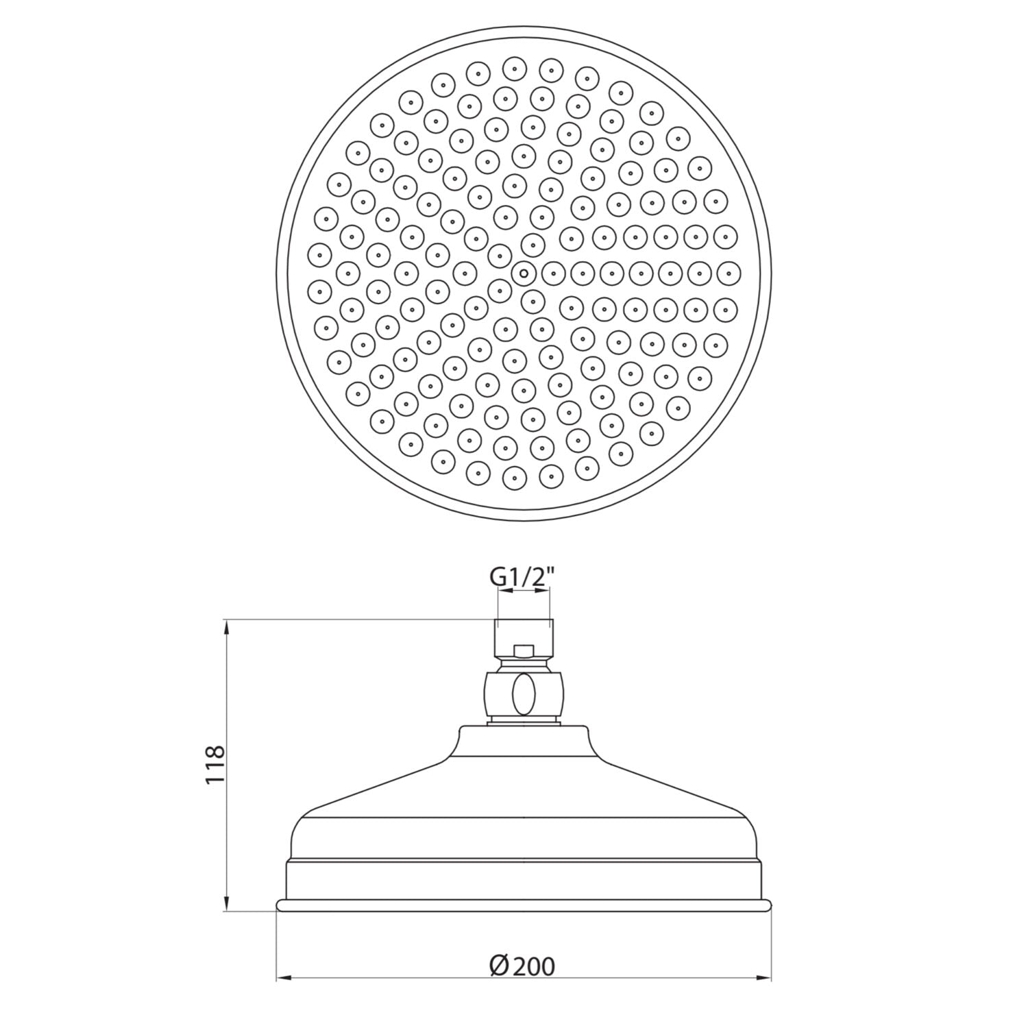 Traditional Shower Head 200mm