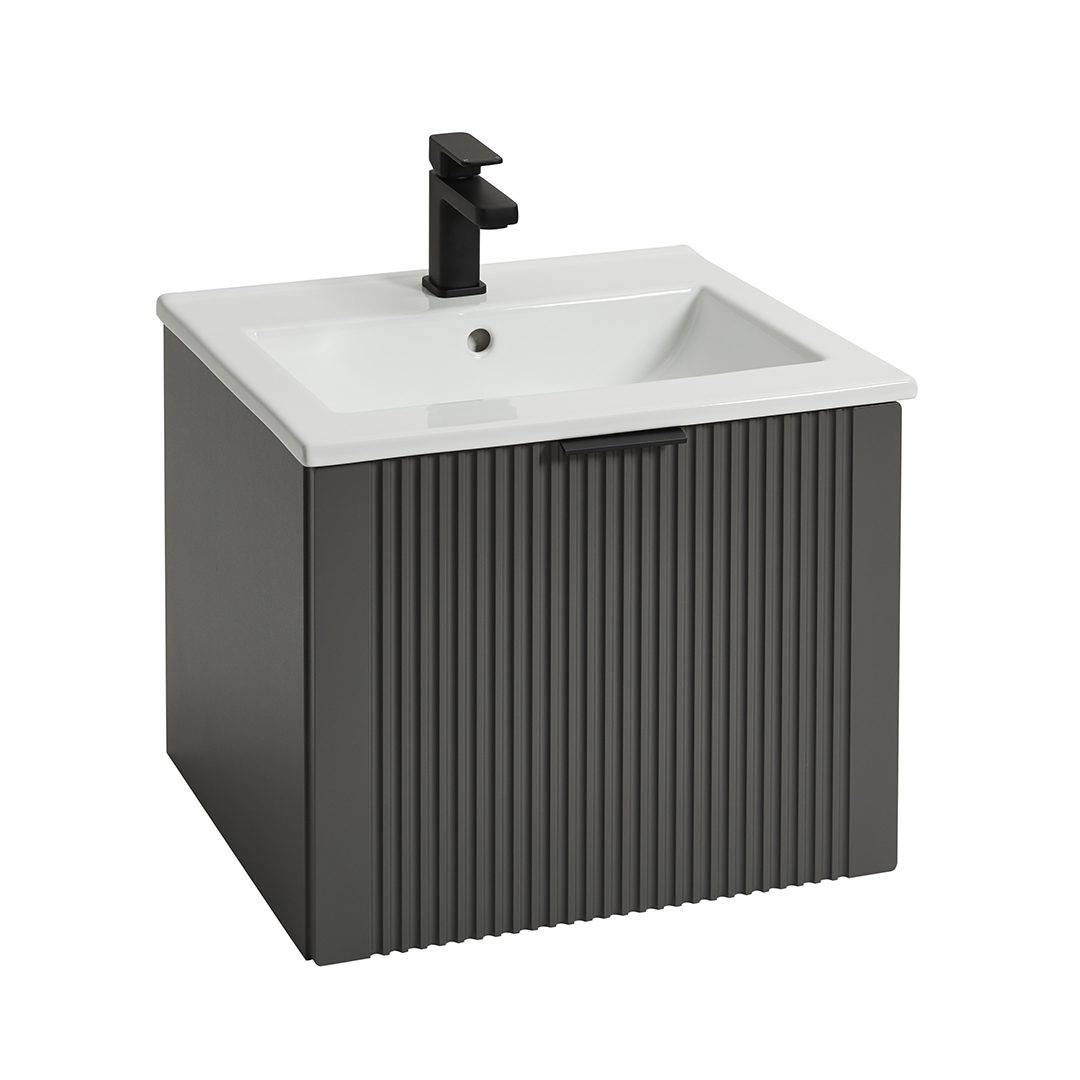 Elegant Haven Tyndrum 500 Ash Grey Wall Mounted Drawer Unit and Basin 41007-5