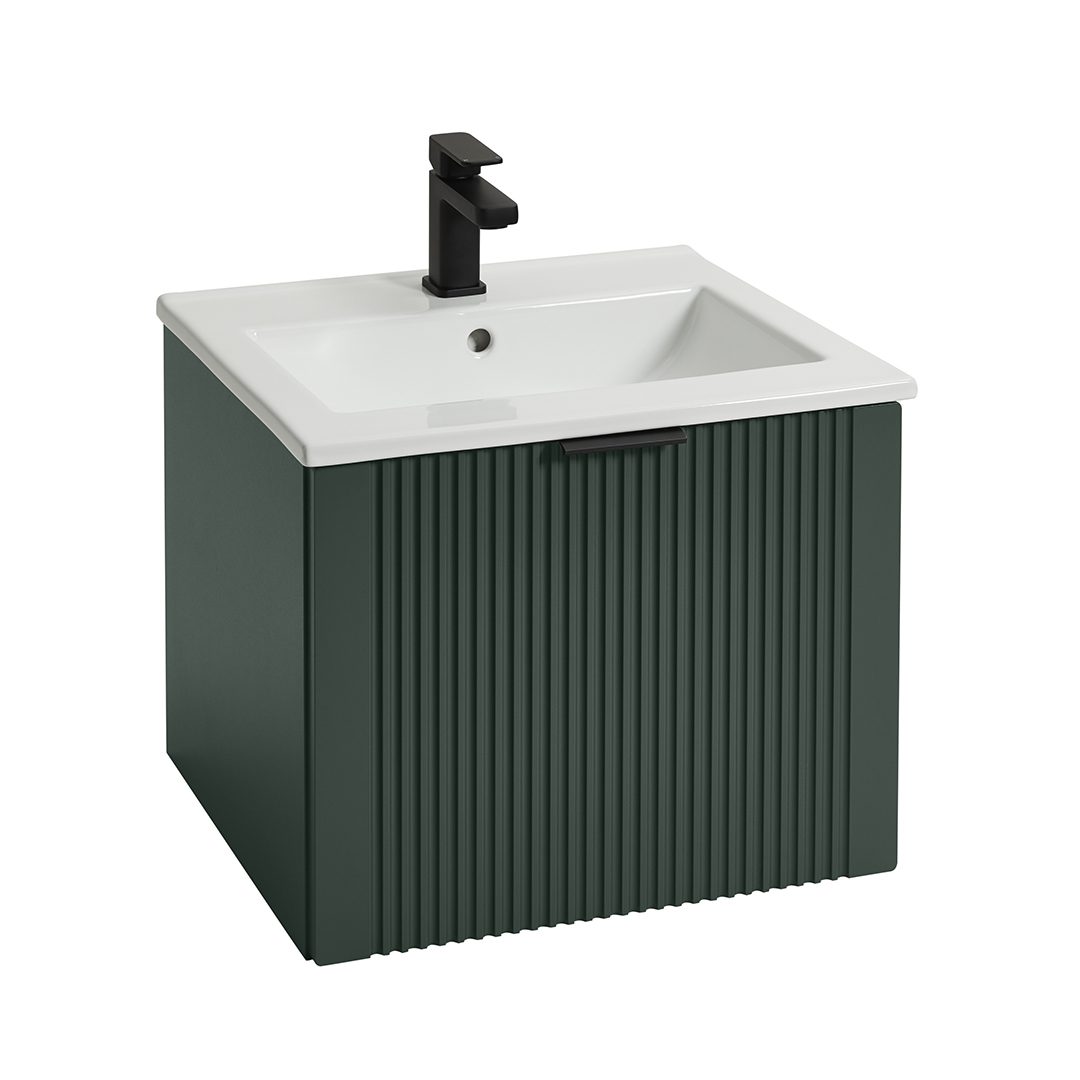 Elegant Haven Tyndrum 500 Forest Green Wall Mounted Drawer Unit and Basin 41006-5