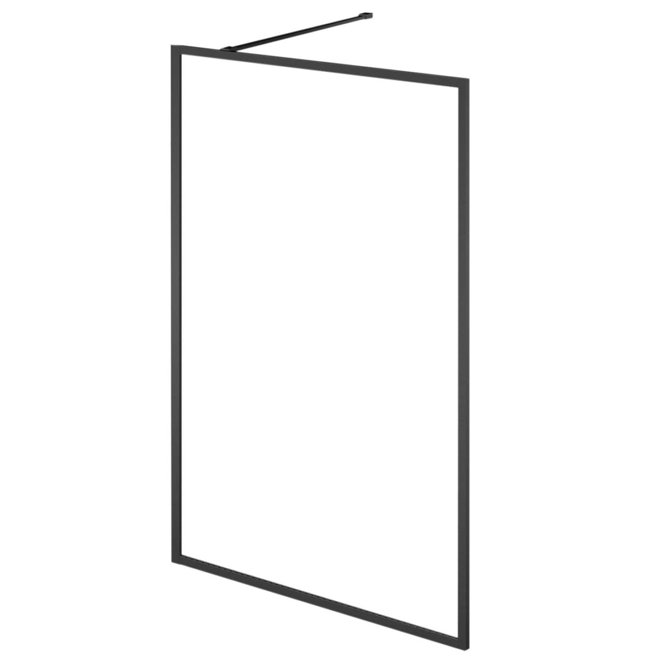 Amien Matt Black Bath Screen - Clear Glass